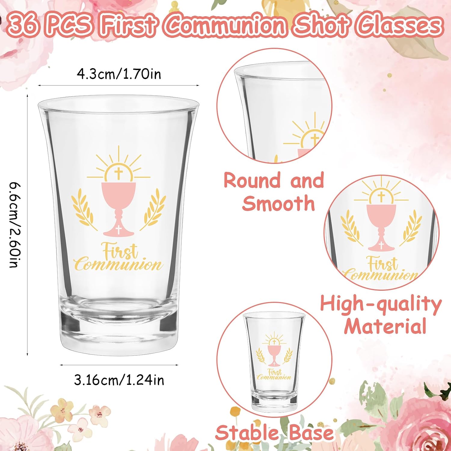 36 Sets First Communion Favors Shot Glasses Baptism Favors Cross Religious Clear Shot Glasses Pink God Bless Acrylic Shot GlassesBulk with Thank You Card Bag Baptism Christian Gift for Baby Shower