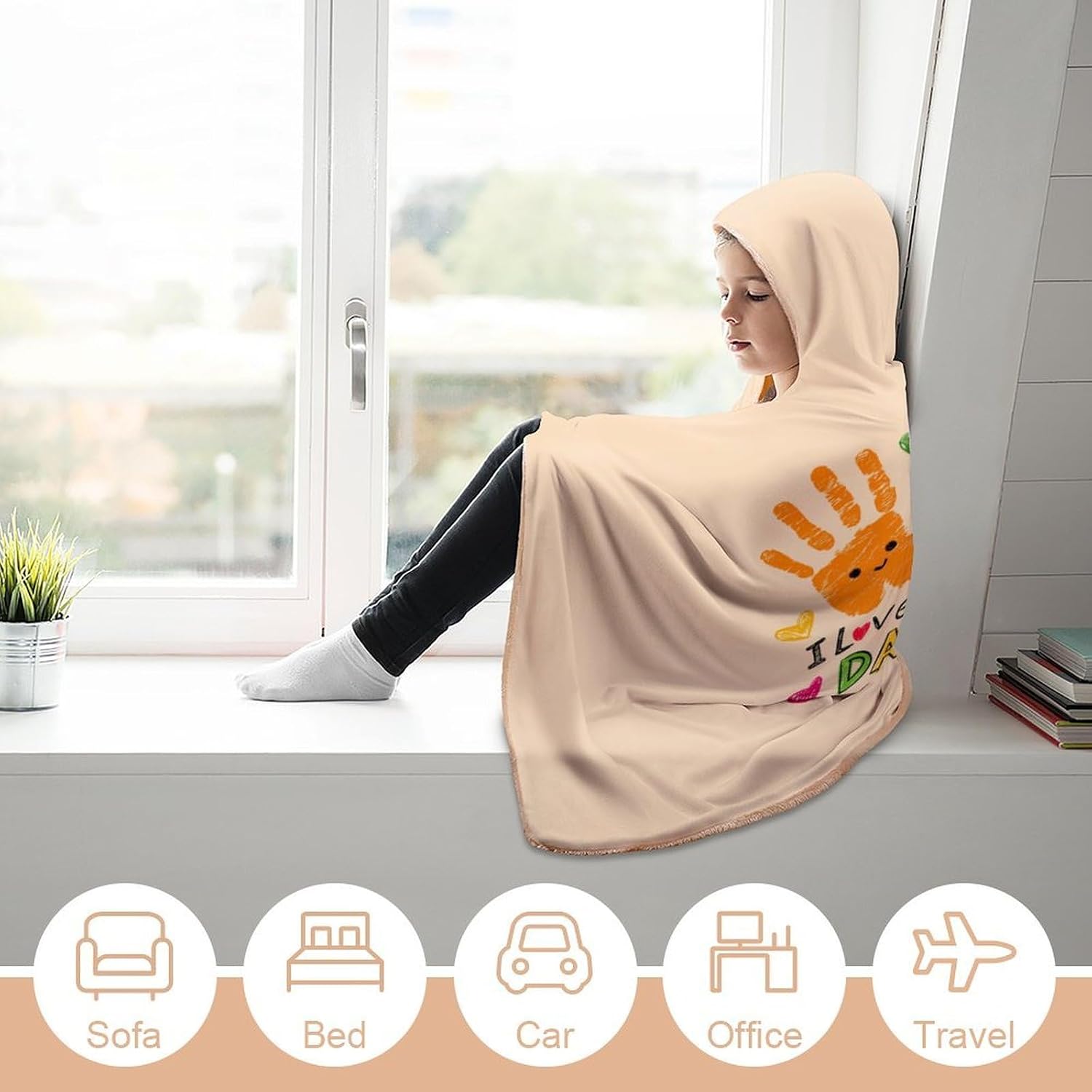 I Love Heart Mooses (2) Wearable Blanket Oversized Throw Cape | Cozy Hooded Blanket Gifts for Women Men