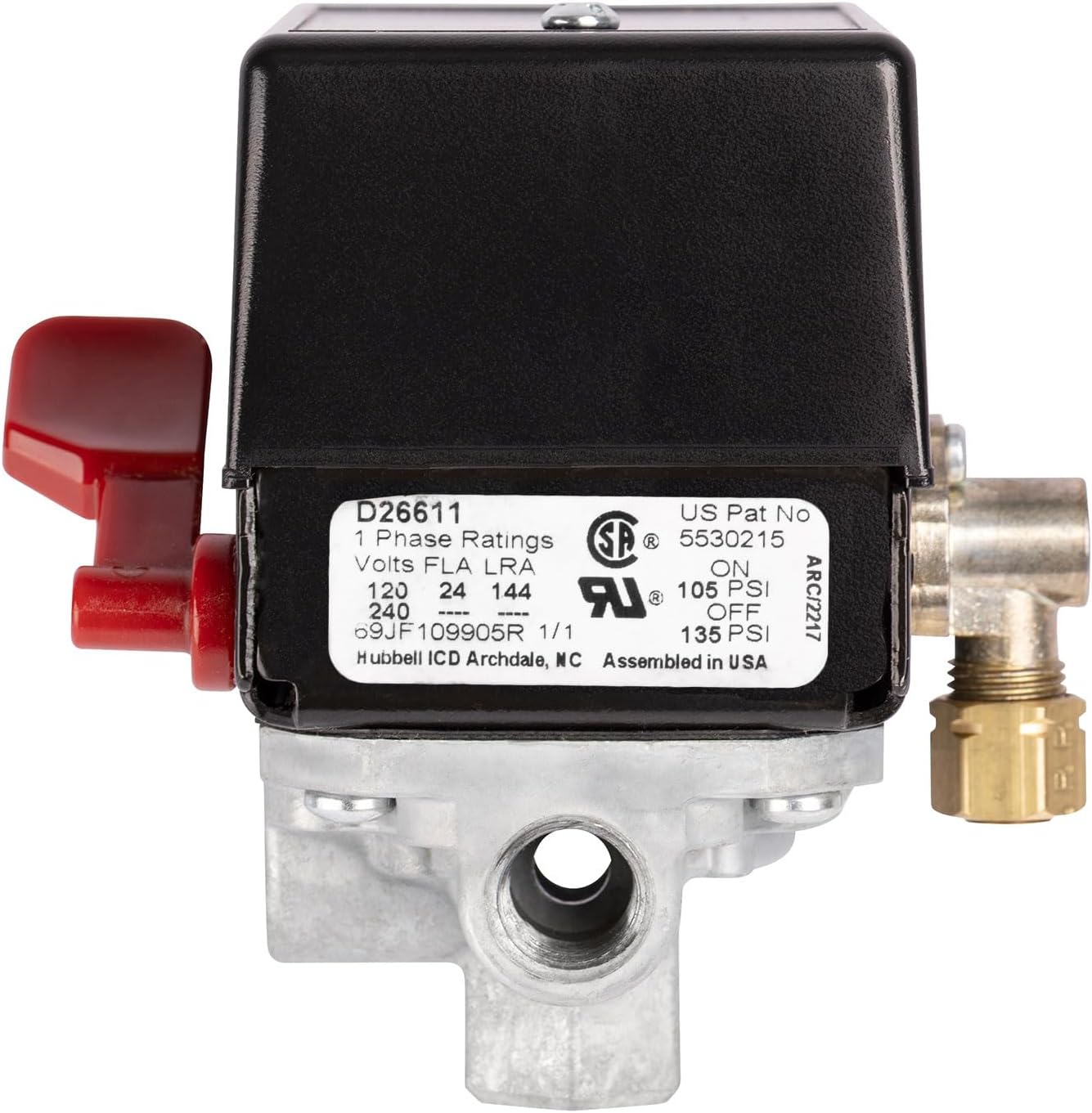 5140118-56 DeWALT Compatible Replacement 4-Port Pressure Switch 105/135 PSI for Many Porter-Cable, Black and Decker, and DeVilbiss Air Compressors