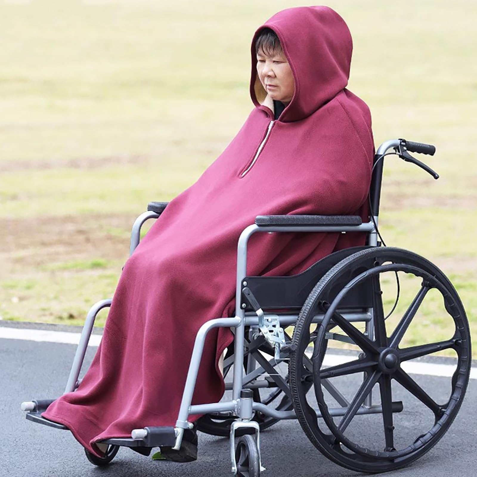 Manta para Silla de Ruedas, Fundas cálidas de Invierno para Todo el Cuerpo, Manta Cortavientos para Silla de Ruedas, Poncho Cortavientos con Capucha para Silla de Ruedas, Manta tér