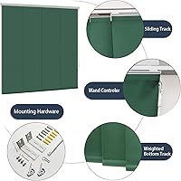 Vista 3 de Persiana opaca sin cordón, con panel deslizante de 4 o 6 rieles para ventana corrediza y puerta de patio, cortina de tela tejida, azul lago