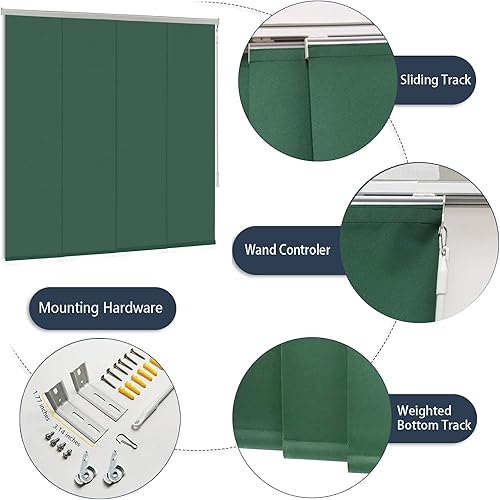 Miniatura 3 de Persiana de riel de panel deslizante inalámbrico con filtro de luz, persianas verticales de 4 o 6 rieles para ventana corredera y puerta de patio,