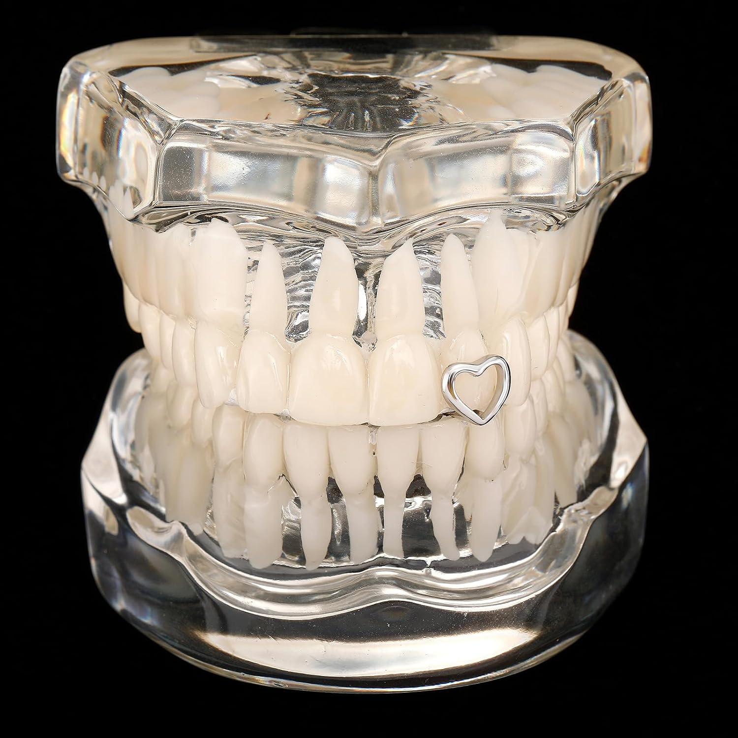 2Pcs 14K Gold Plated Hip Hop Teeth Grillz Hollow Heart Single Tooth Grillz Caps Top Teeth Grills for Your Teeth Grills for Men Women Rapper Costume