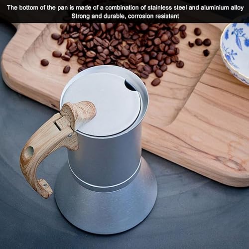 Miniatura 6 de Cafetera y cafetera para estufa, olla Moka para cafetería italiana y cubana, cafetera para viajes en casa, plata (5.1fl oz)