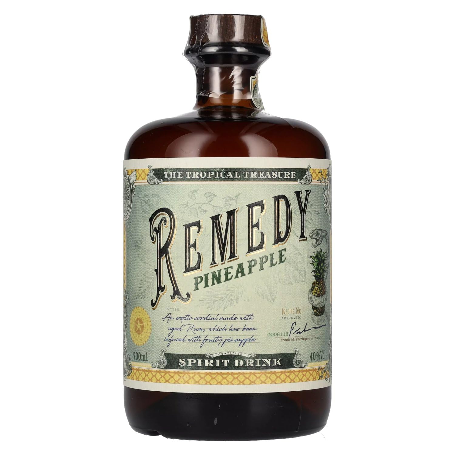 Remedy Rum Pineapple | Refined with the sweet essence of pineapple | "The Tropical Treasure" | 40% vol. | 1 x 0.7l