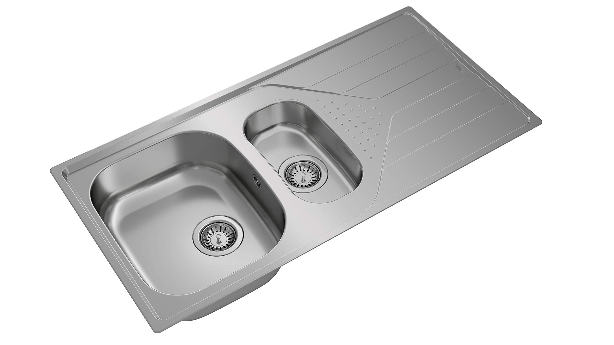 TEKA Fregadero Encastrado 1½ Cubetas con Escurridor en Acero Inoxidable, Profundidad 160mm y 110mm, Reversible, Mueble 60cm, Universe 60 T-XP 1½C 1E