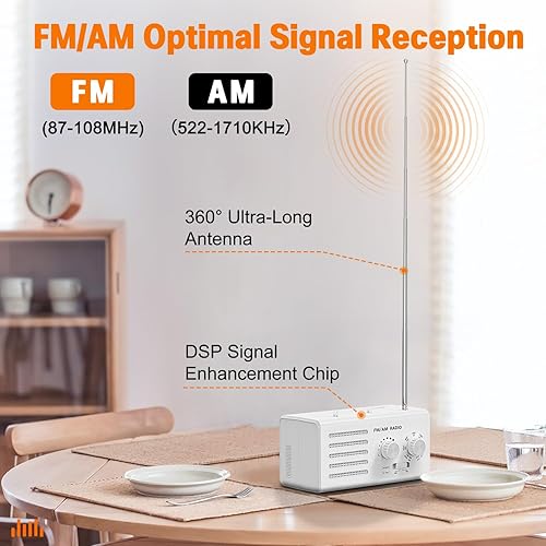 Miniatura 2 de Radio AM FM portátil, radio transistor Goodes con la mejor recepción, funciona con batería o alimentación de CA, altavoz, perilla de sintonización