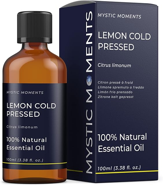 Mystic Moments | Lemon Cold Pressed Essential Oil 100ml - Natural oil for Diffusers, Aromatherapy & Massage Blends Vegan GMO Free