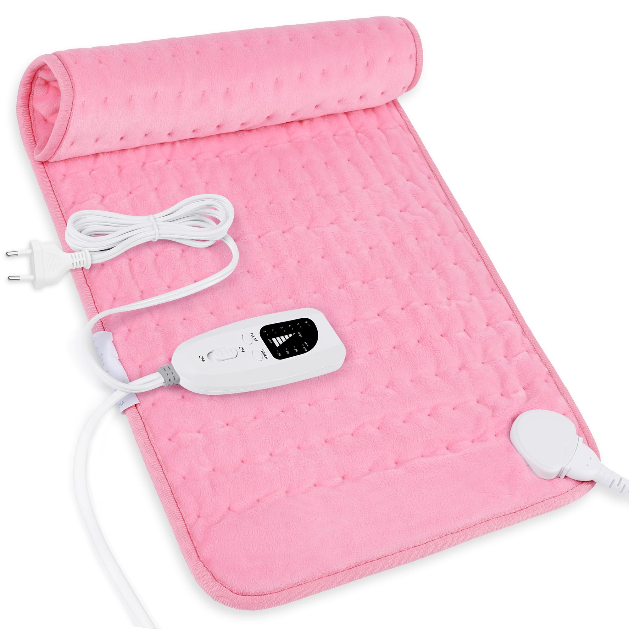 Letitwell Electric Lumbar Blanket, Dry and Wet Heating Blanket for Back, Neck, Shoulders, Abdomen with Controller, Soft Flannel, Pink, 11.8 X 60 cm