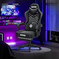 Vista 2 de HOFFREE Silla Gaming Silla de Computadora con Altavoces Sillas de Juegos de Masaje con Reposapiés Bluetooth Respaldo Alto Ergonómicas Sillas Gaming