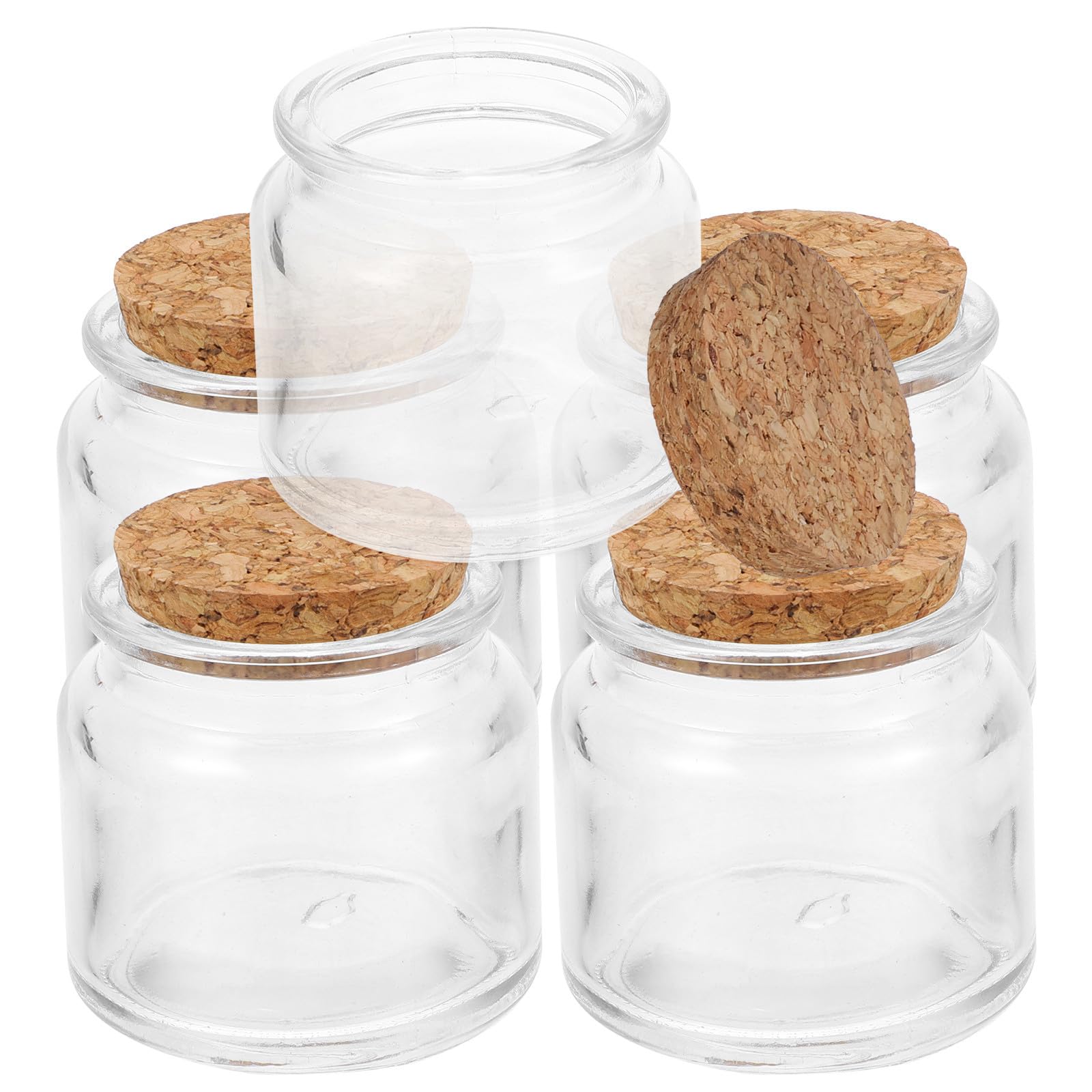 Pots en verre transparent avec couvercles en bois de qualité supérieure