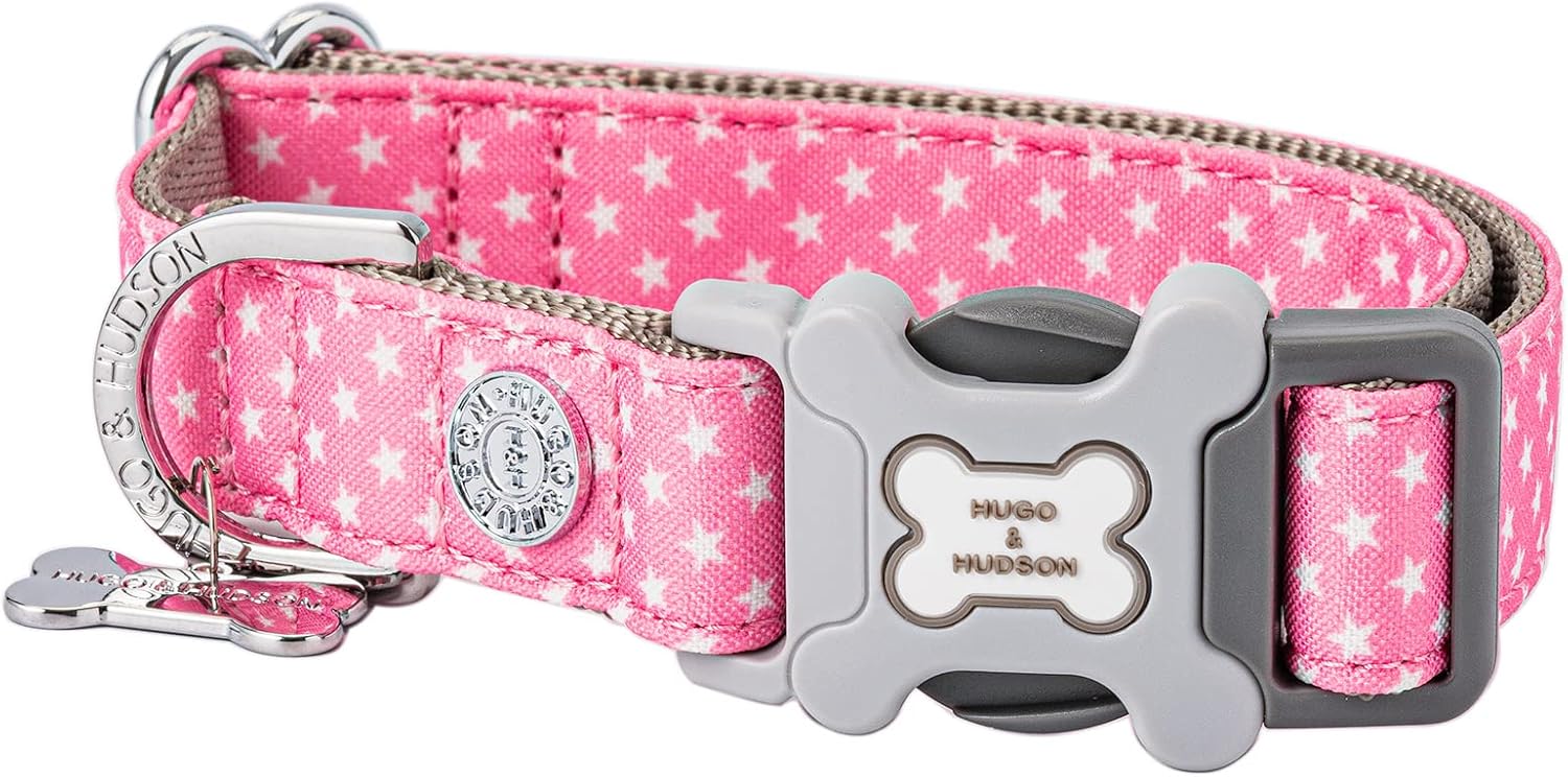 HUGO & HUDSON Nylon Dog Leash 4ft Pet Leash Soft Padded Handle, Red Star, 47" x 1"