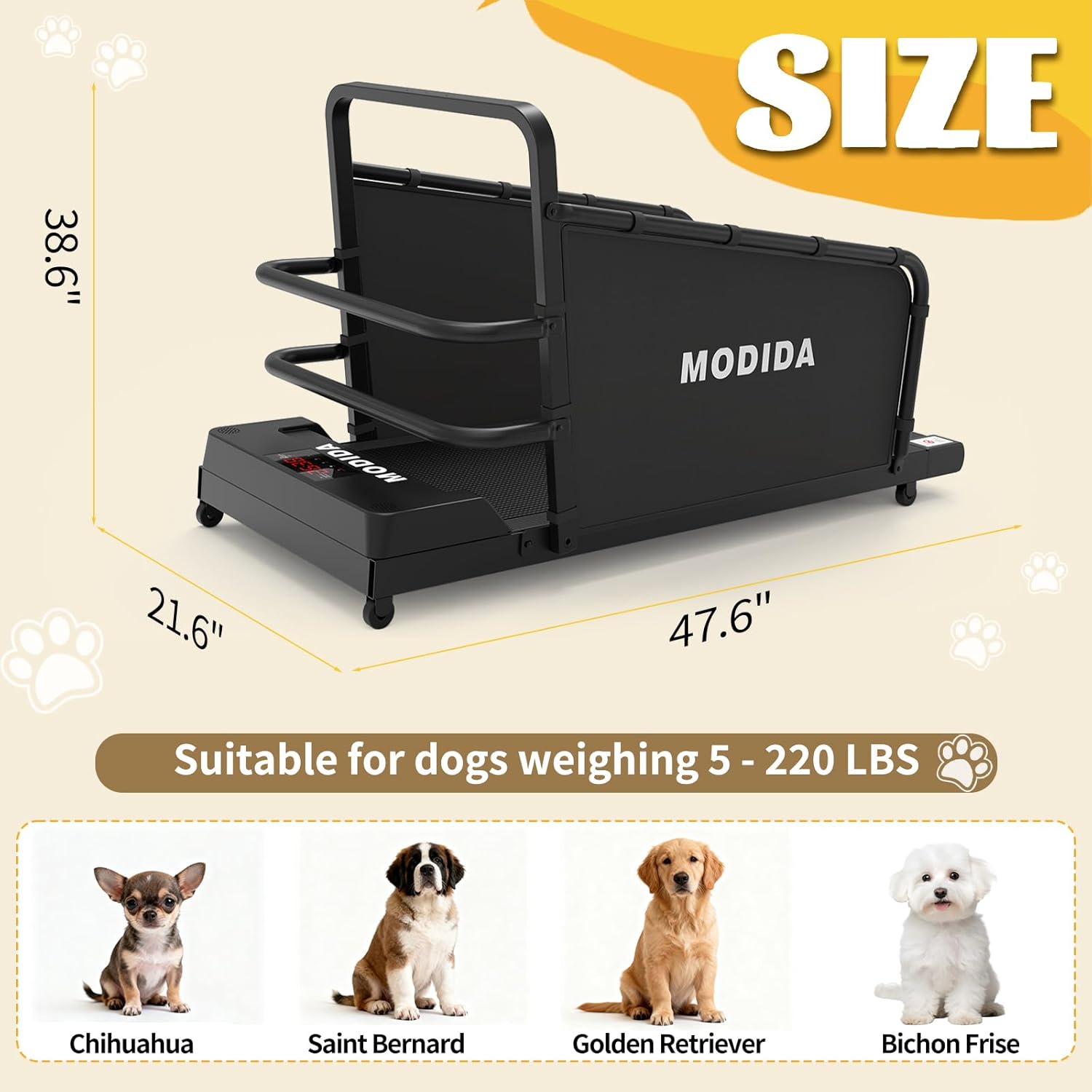 Dog Treadmill with Adjustable Speed, Pet Treadmill for Dogs, 1–10 km/h Indoor Exercise Machine for Small & Medium Dogs, Quiet Motor, LED Display, Remote Control
