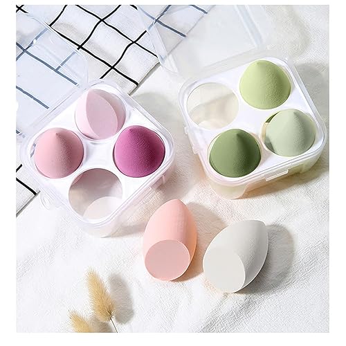 Miniatura 6 de Juego de esponjas de maquillaje  Esponjas de belleza mezcladoras con 1 soporte y estuche para huevos, impecable para crema, polvo y líquido (verde,