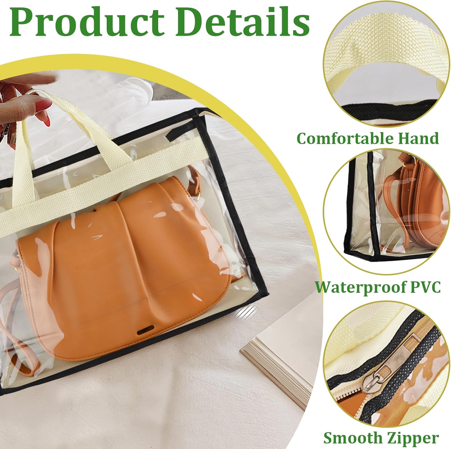 Rangement Sac à Main Transparent Anti-Poussière | Pack de 5 | Protection & Organisation Optimale pour Placard - Image détaillée