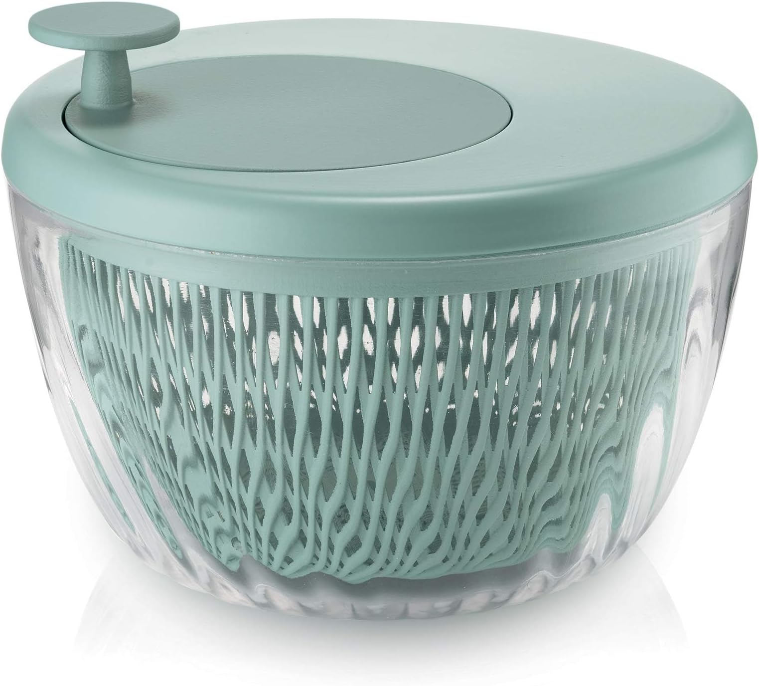 GUZZINI 10" Salad Spinner with Lid - Lichen Green, Wash, Spin & Dry Vegetables, Fruits, Salad, Built in Draining - Fruit Washer Fruit Dryer, Home Gadgets & Kitchen Tools