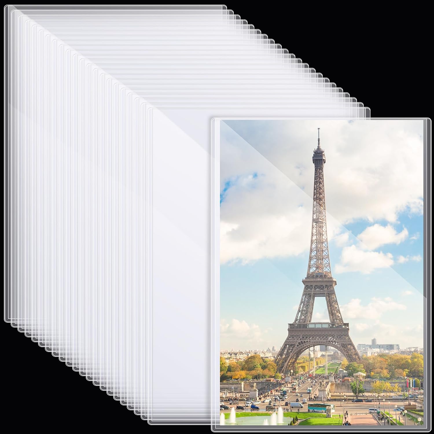 henoyso 30 pcs poster protector sleeve 18 x 24 inch clear rigid print plastic protectors sheet heavy duty crystal frame holder for magazine photo paper poster prints 30 18x24inch