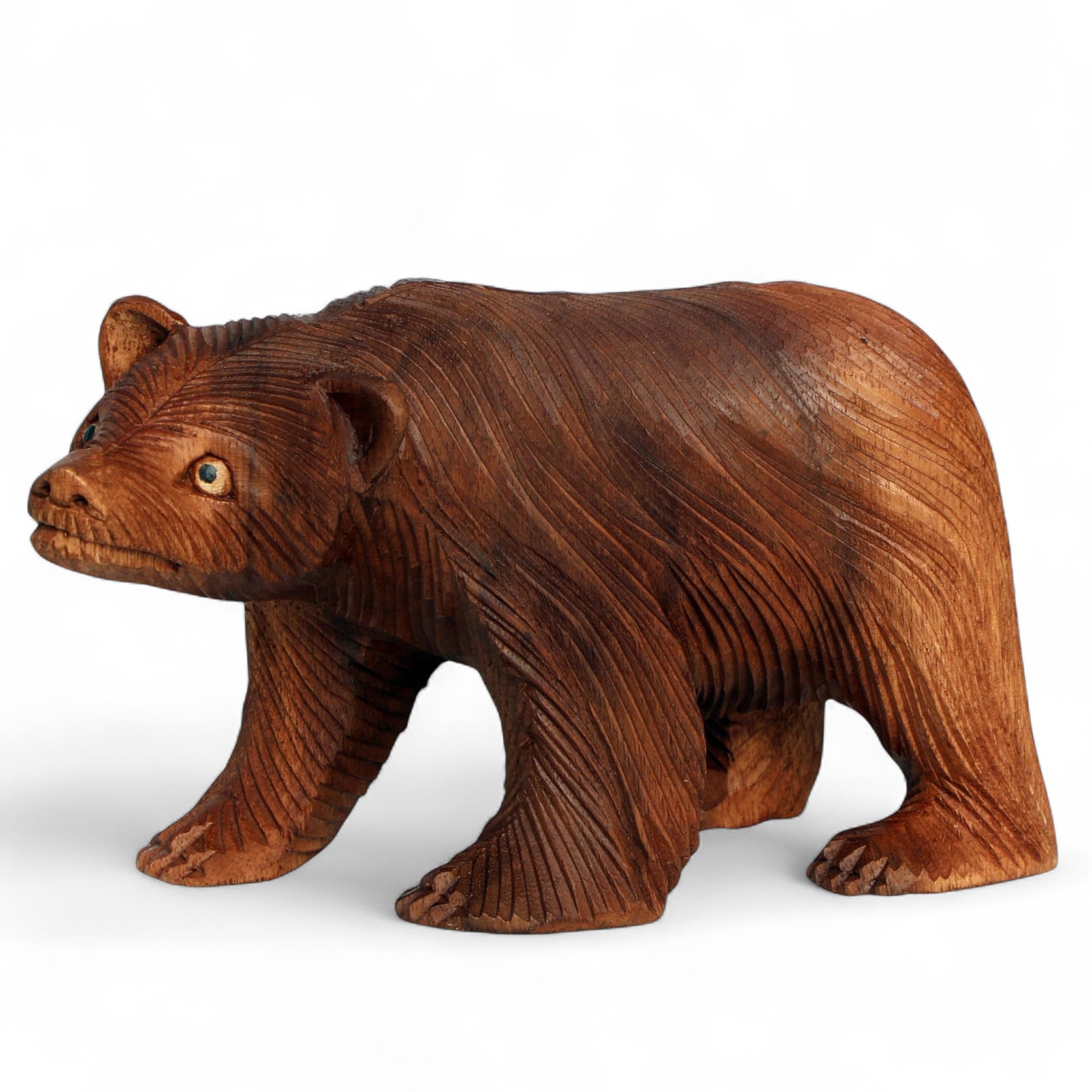 Grizzly Bär - aus Holz in Handarbeit geschnitzt Geschenk-Idee zur Deko Figur Braunbär Statue