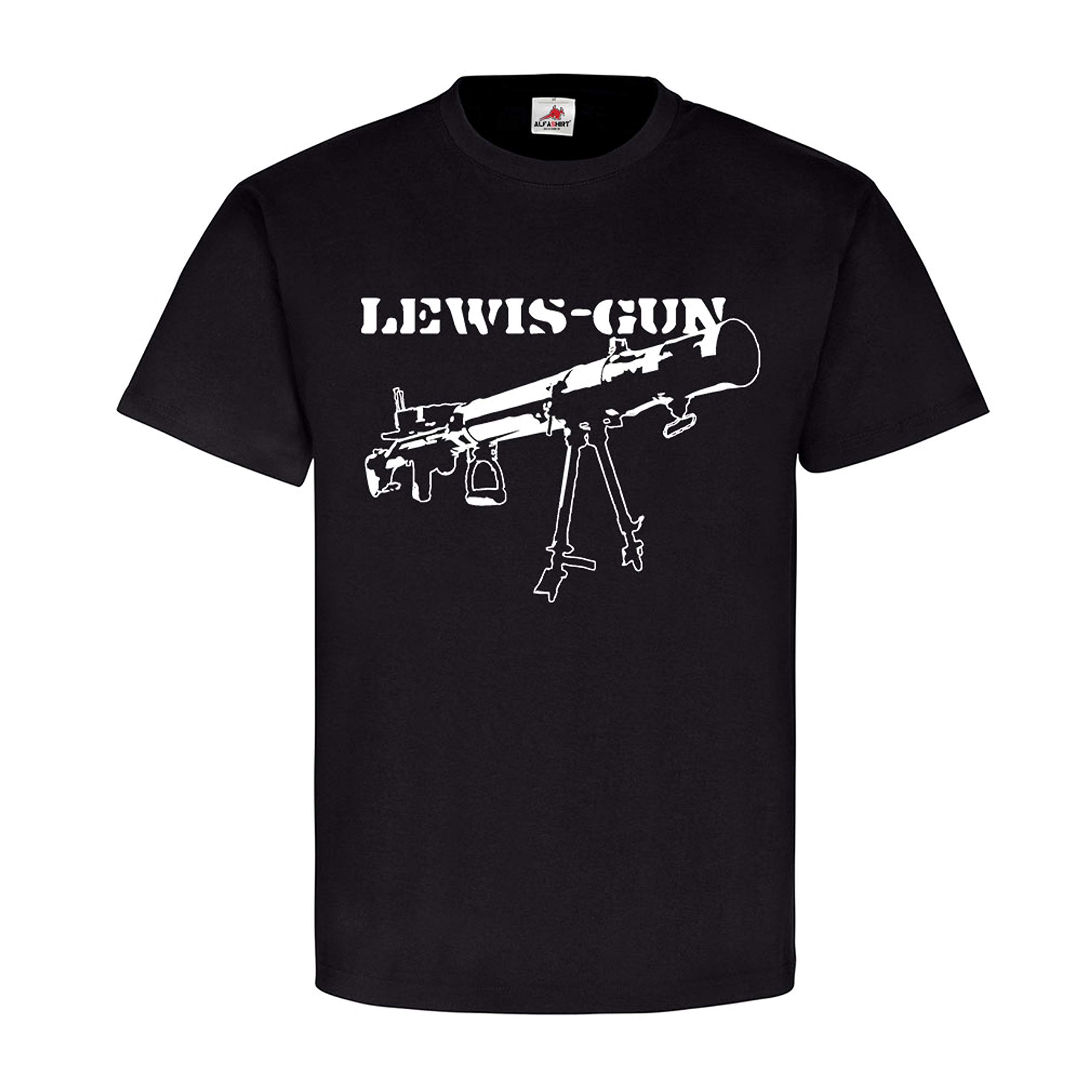 MG Waffe Lewis Gun 19418 T-shirt noir ample imprimé militaire