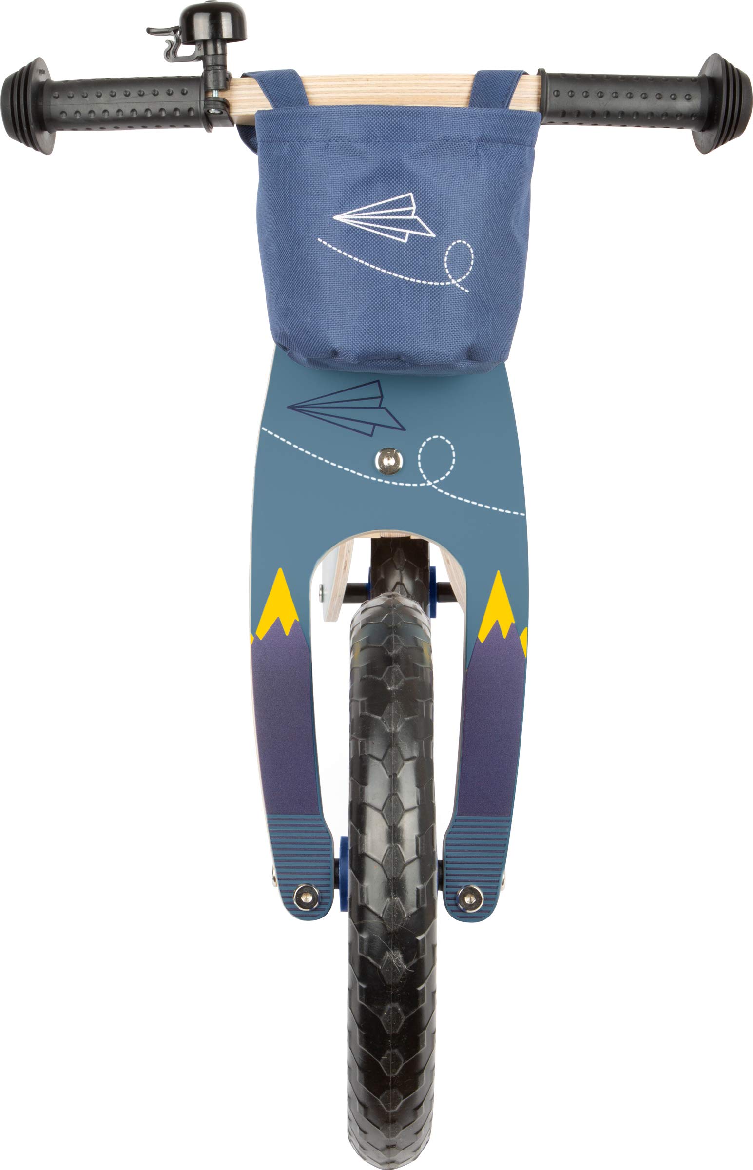 Small foot 11614 Draisienne Avion Bleu en Bois, au Design Moderne, avec siège réglable et pneus caoutchoutés
