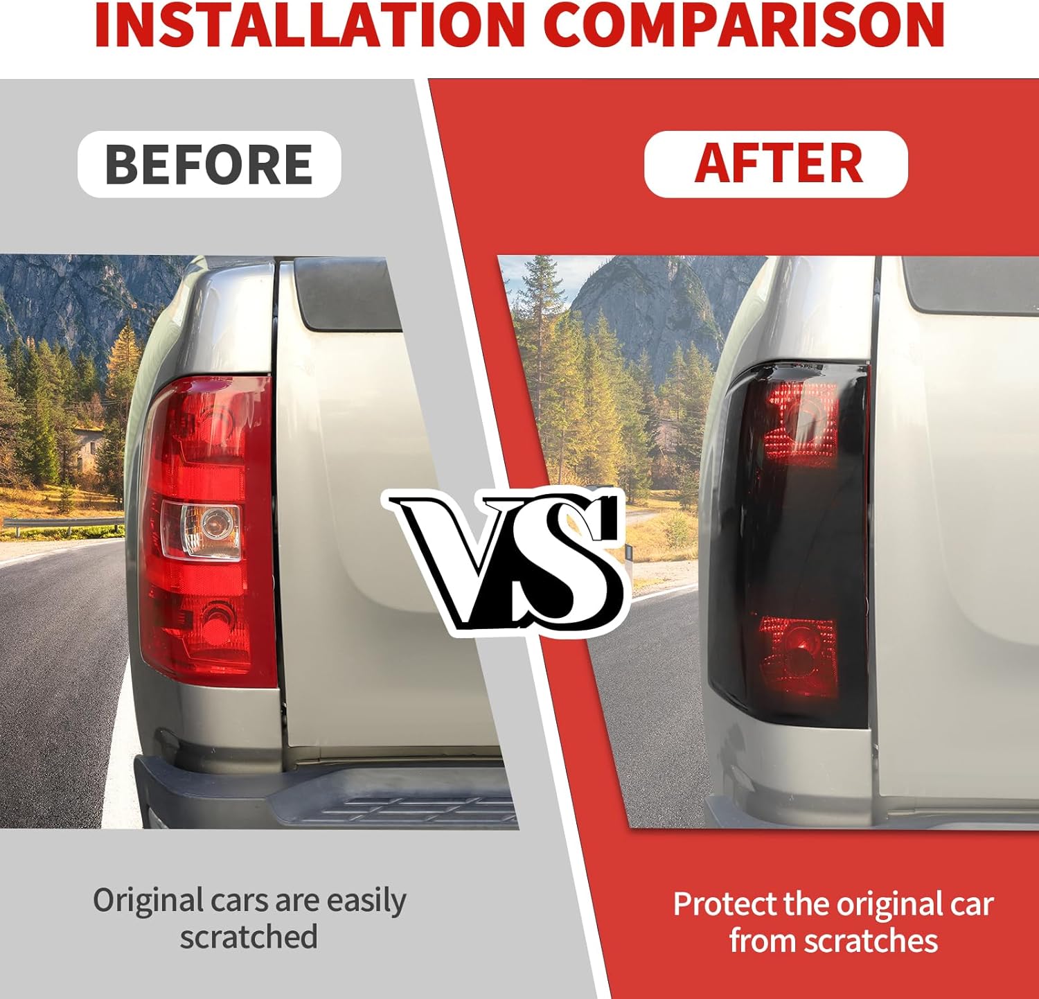 Jimen Fit for Chevrolet Silverado/GMC Sierra 2007-2013, 2PCS Smoked Taillight Cover Tint Rear Tail Light Bezel Trim