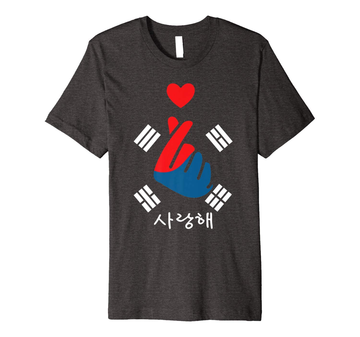 T Shirt Funny Saranghae K Pop Finger Heart Korean Love
