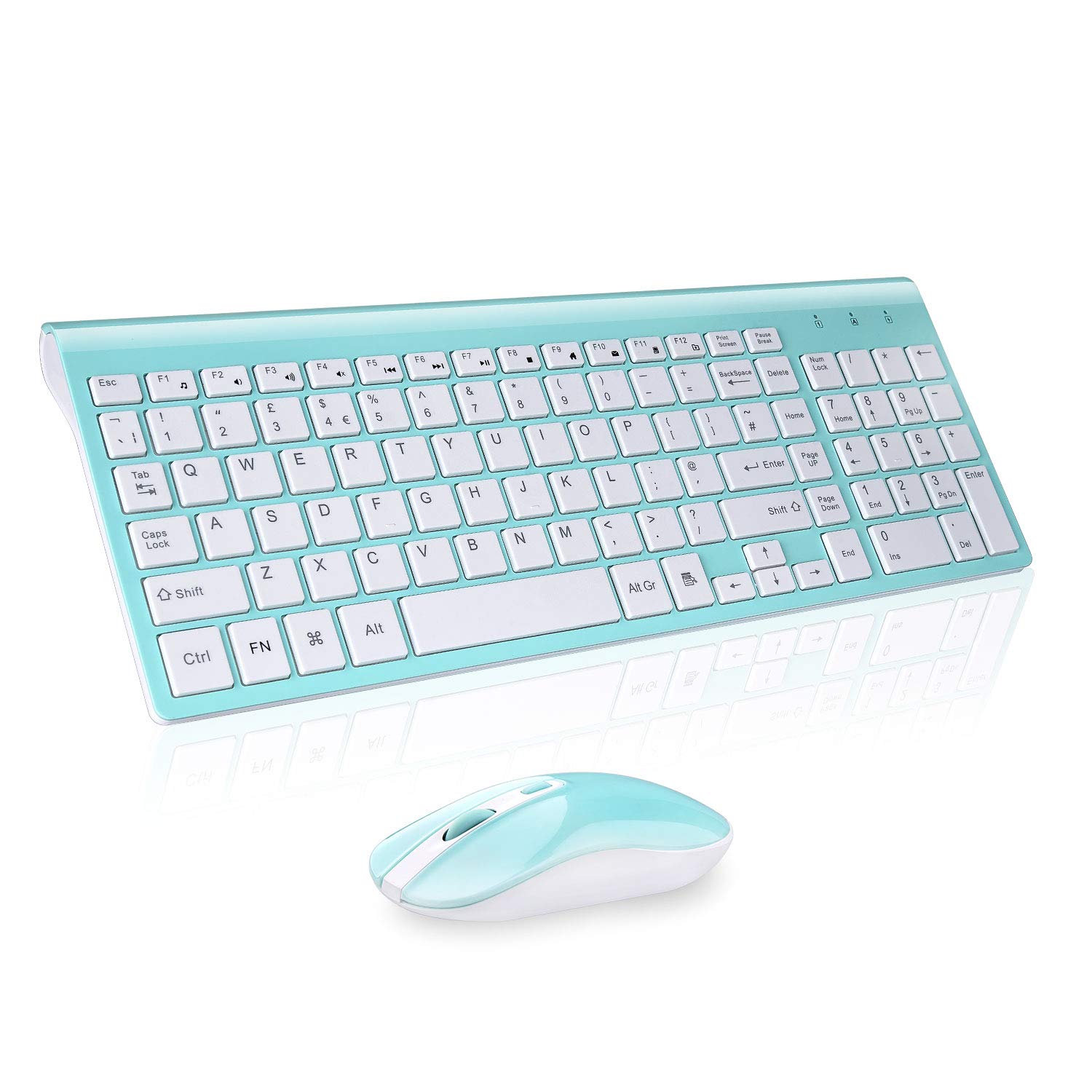 cimetech Wireless Keyboard and Mouse Combo, Compact Silent Ergonomic Scissor Switch Keyboard and Optical Mouse Set, 2.4G Lag-Free Cordless Keyboard Mice for Computer, Mac, Laptop, PC, Windows - Blue-image-1