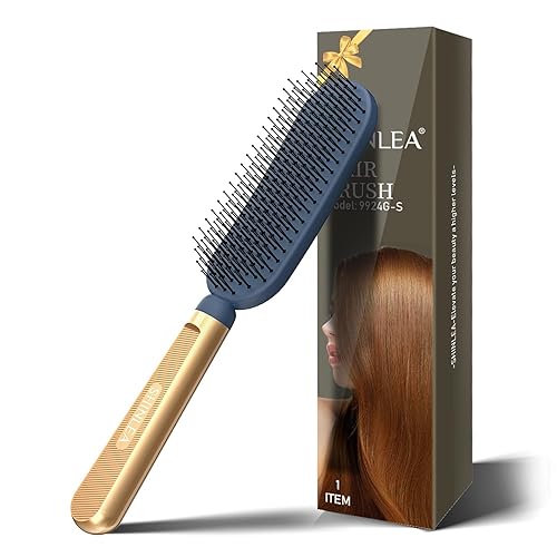 Cepillo de pelo delgado para cabello fino, delgado y grueso, cerdas de nailon dobles suaves para desenredar y masajes profundos, mango dorado de