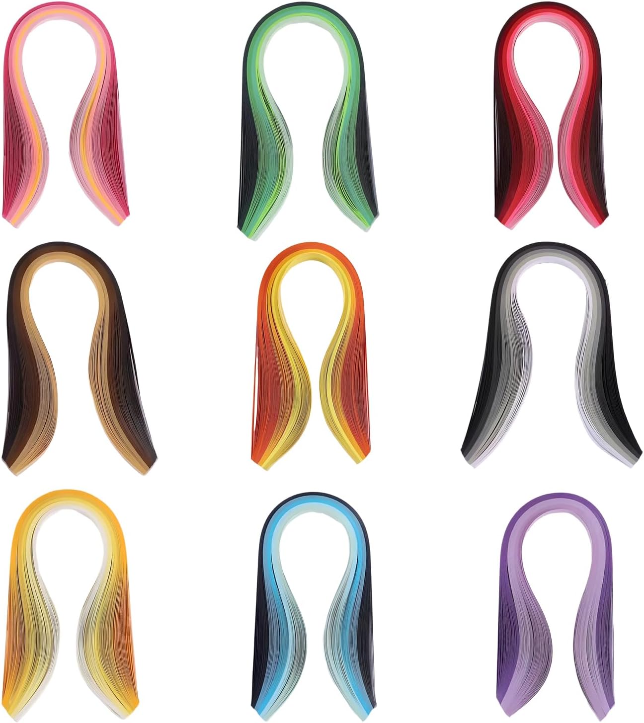 ARKLOID 9 Sets 900 Strips Multi-Color Quilling Paper Strips Kits, 5mm Width, 15Inch Length