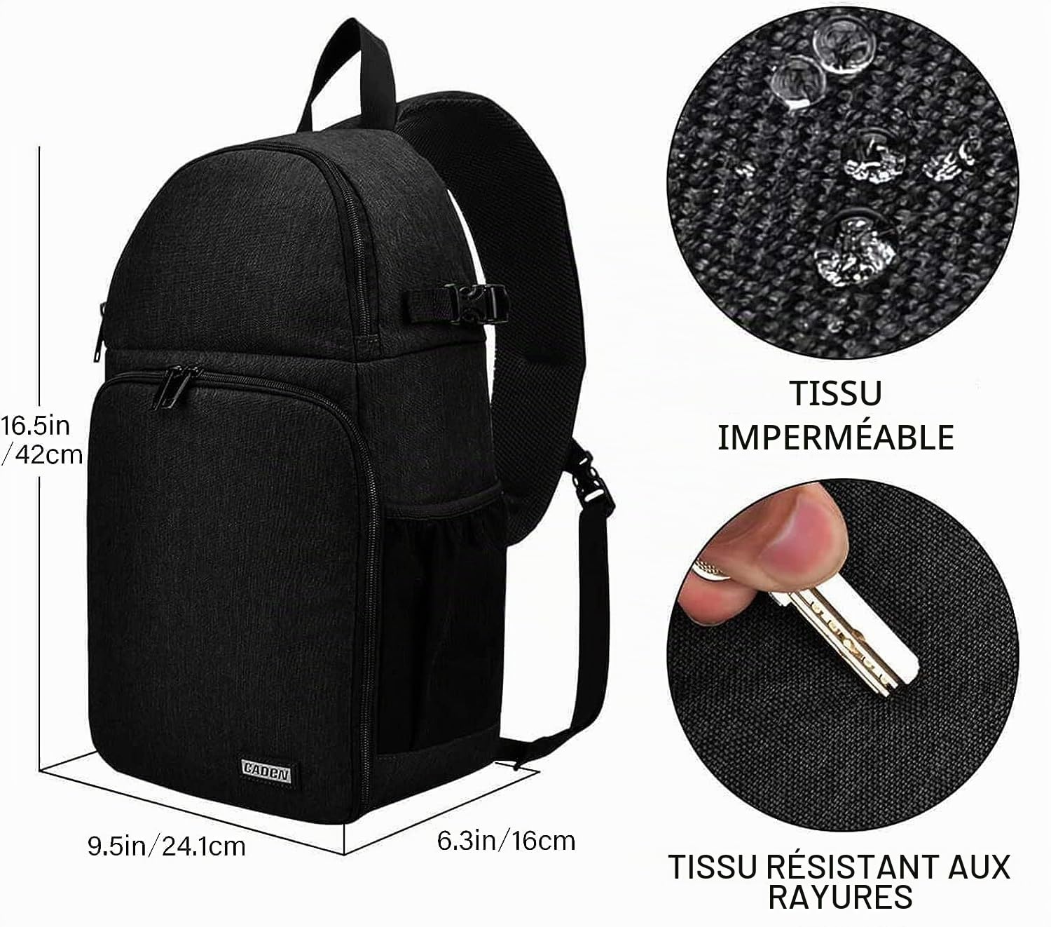 CADeN DSLR Sac bandoulière pour appareil photo reflex - Système antivol - Imperméable - Double usage