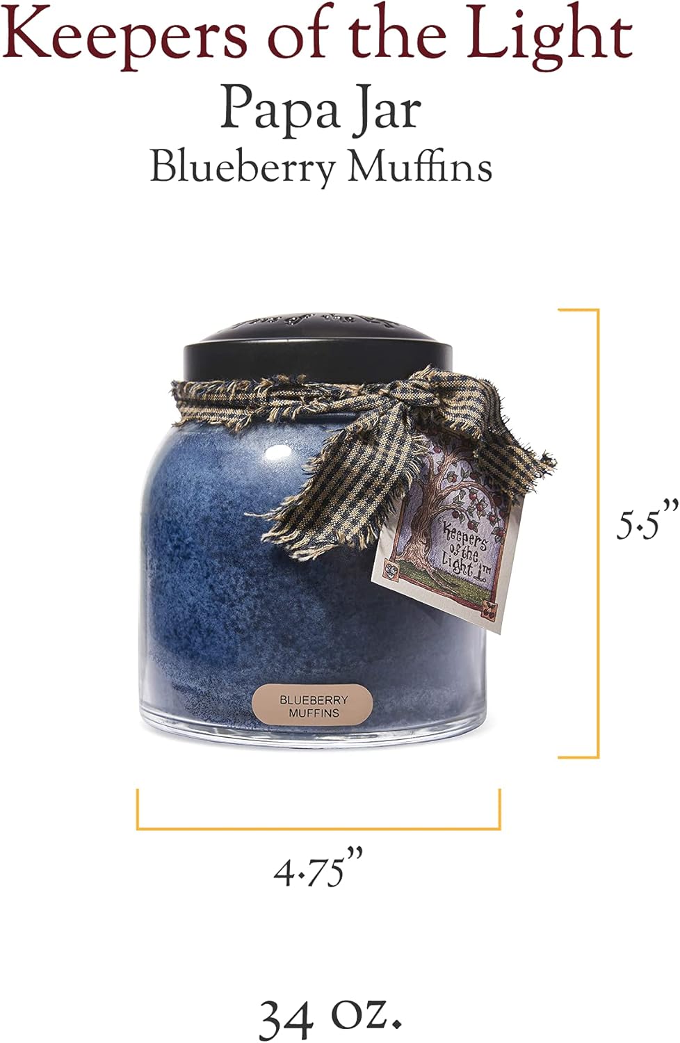 A Cheerful Giver — Blueberry Muffins - 34oz Papa Scented Candle Jar with Lid - Keepers of the Light - 155 Hours of Burn Time, Gift for Women, Blue : Home & Kitchen