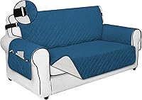 Vista 47 de PureFit Funda de Sofá Reversible Resistente al Agua para Sofá de Dos Plazas, Funda de Muebles Lavable a Máquina con Espuma Antideslizante y Correa