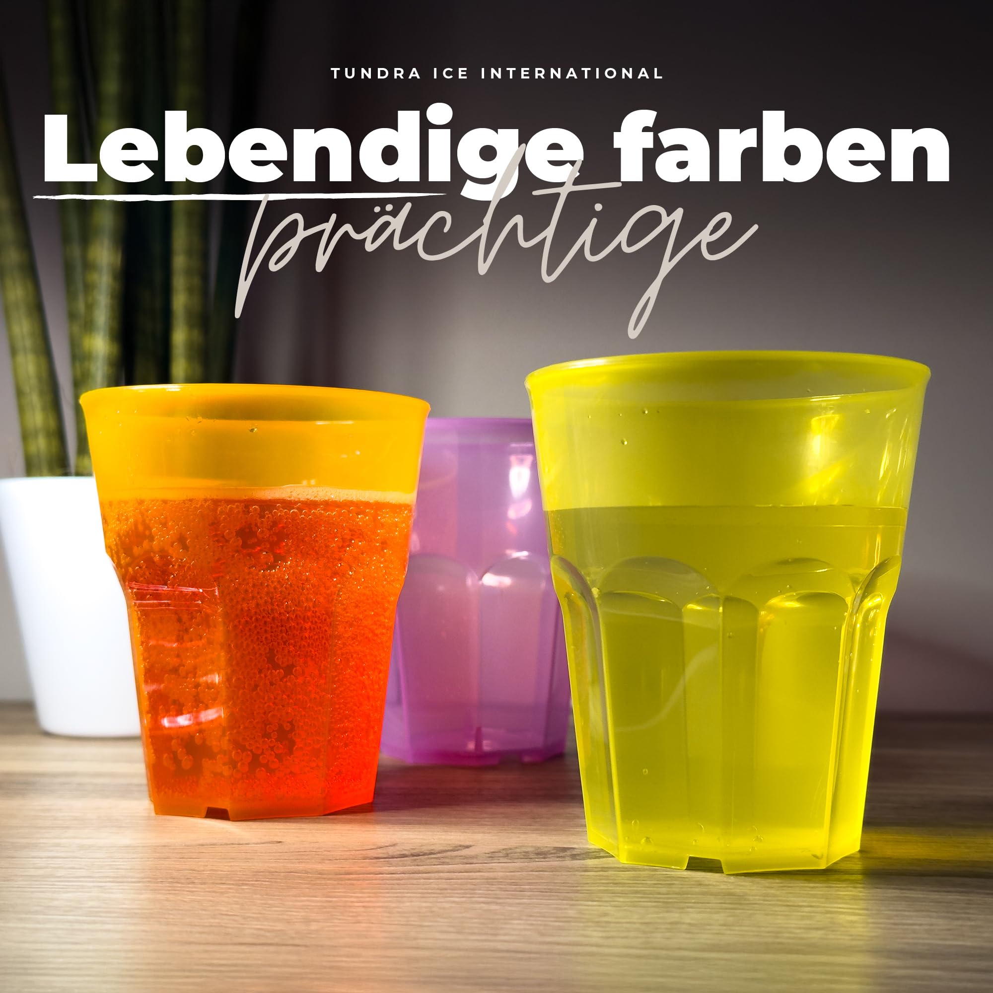 TUNDRA - 48 Stück Bunte Plastik Cocktailbecher 300ml | BENUTZE & WIEDER Serie | Trinkbecher aus Kunststoff - Plastikbecher MADE IN ITALY, Wiederverwendbare, Bruchsicher, Spülmaschinenfest