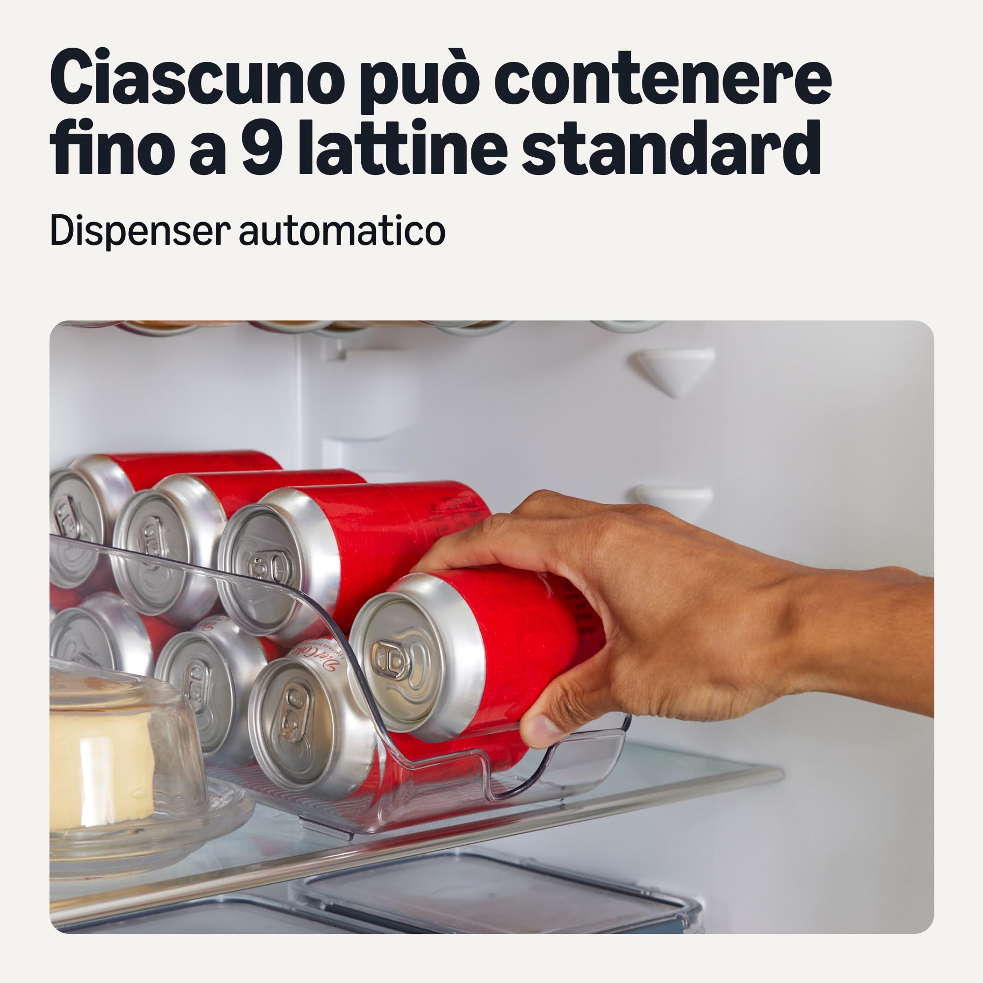 Amazon Basics Organizer per Alimenti e Bevande in Lattina per Frigorifero o Dispensa, Set di 2 Pezzi, Dispenser Automatico, Lati Trasparenti, Non Impilabile
