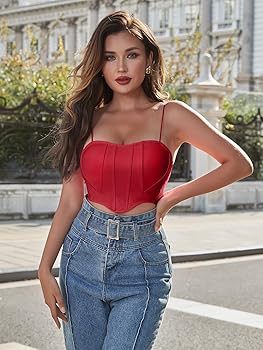 Amazon.com: Mebius Womens Corset Tops Leather Bustier Crop Top