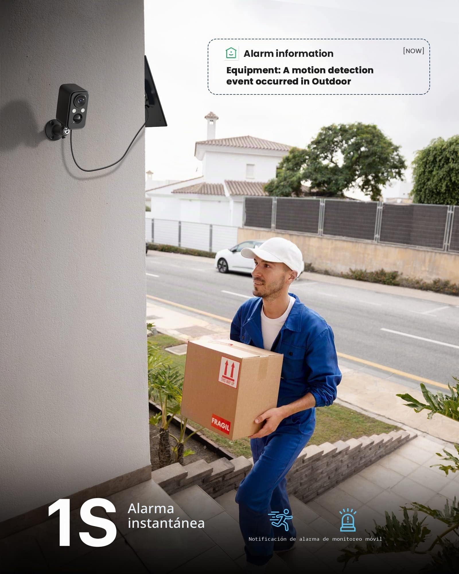 Camara Vigilancia WiFi Exterior con Panel Solar, Camaras Vigilancia Domicilio WiFi, Visión Nocturna Colorida, Detección de Movimiento PIR, Todo el Año de Protección Continua (DF220-B2)