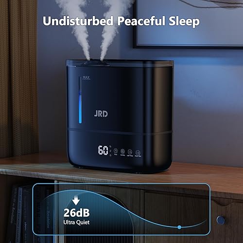 Vista 9 de JRD Humidificadores para dormitorio, humidificador ultrasónico 4L para habitación grande, llenado superior de niebla fría, funcionamiento de 40 Negro