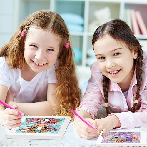 Miniatura 6 de ARTMYRUI Paquete de 4 kits de pintura de diamantes para niños, animales, arte de diamantes para niños, arte de gemas de diamante 5D por números,