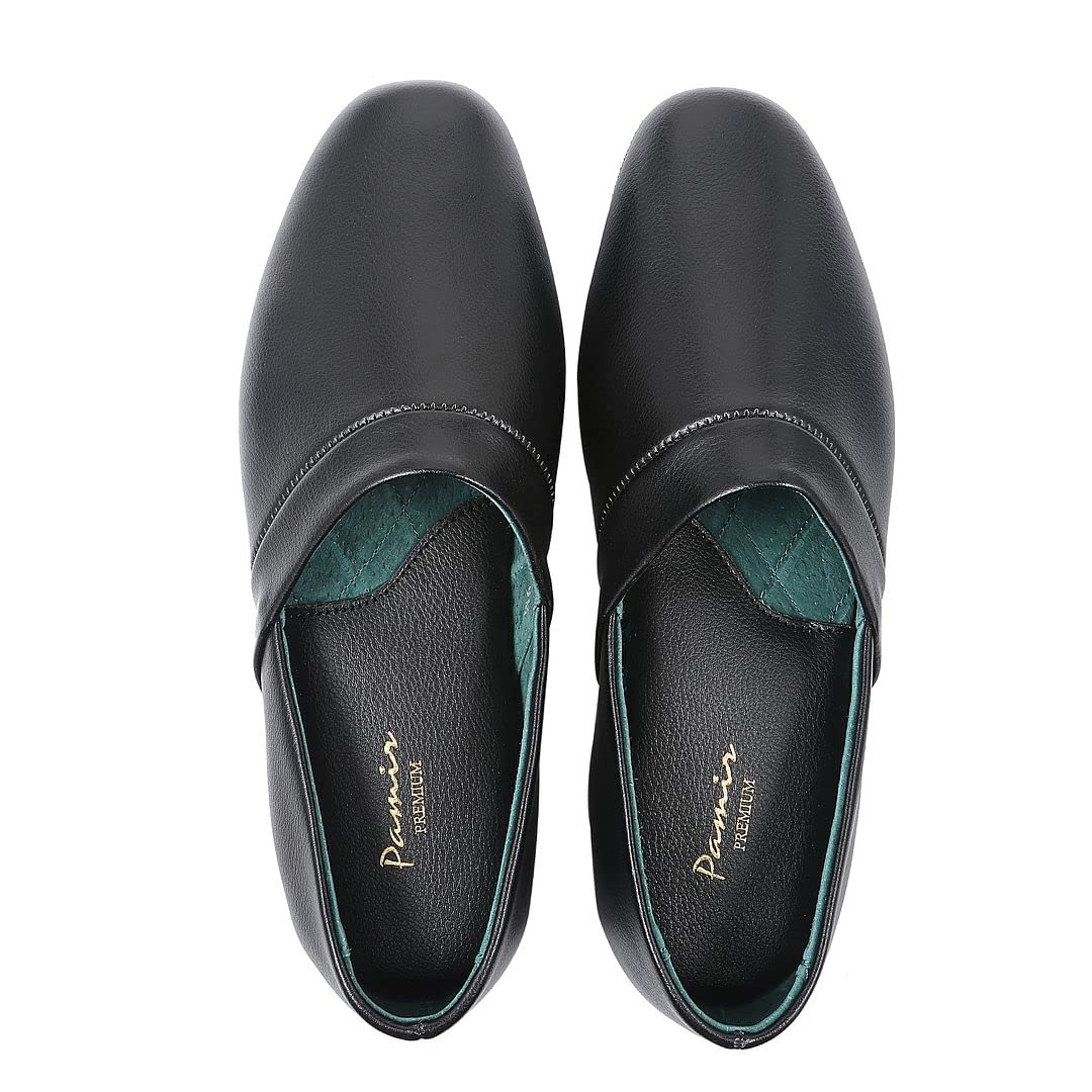 PAMIR Pantuflas de ópera de piel auténtica para hombre con plantilla de espuma viscoelástica y suela de cuero