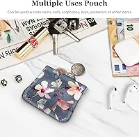 Vista 3 de Fintie - Monedero a presión, de cuero PU, monedero para cambio para mujer, Hibisco floreciente., Moda