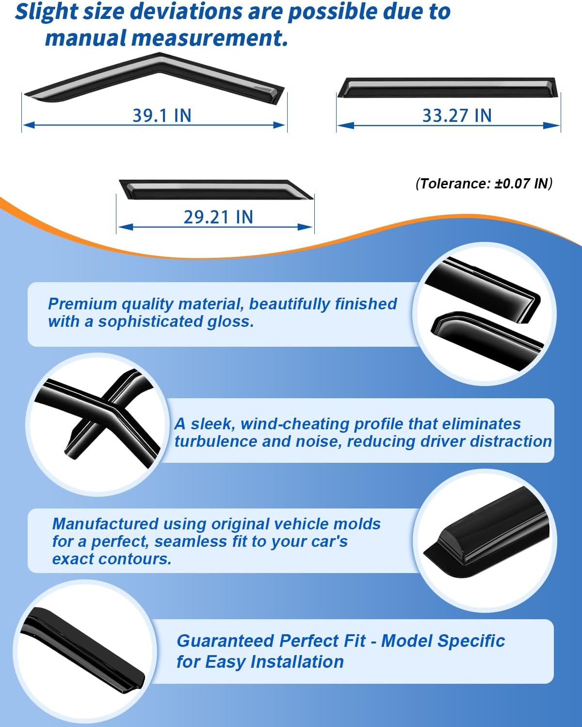 6-PCS Extra-Thick Rain Guards Fit for Hyundai Palisade 2026 Extra Durable Tape-on Window Rain Guard Window Deflectors Vent Shades Window Visor Vent Visors Exterior