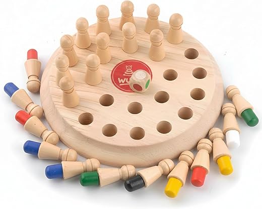 WUDLY Wooden Chess Game for Kids, Educational Brain Development Puzzle Toy, Memory Matching Board Game, Colorful Match Sti...