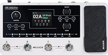 MOOER GE150 Pro Guitar Amp Modelling Multi Effects, Reverb, Delay, Looper Drum with 4 Footswiches, Expression Pedal, USB OTG Live Recording, MNRS GNR and GIR Loader