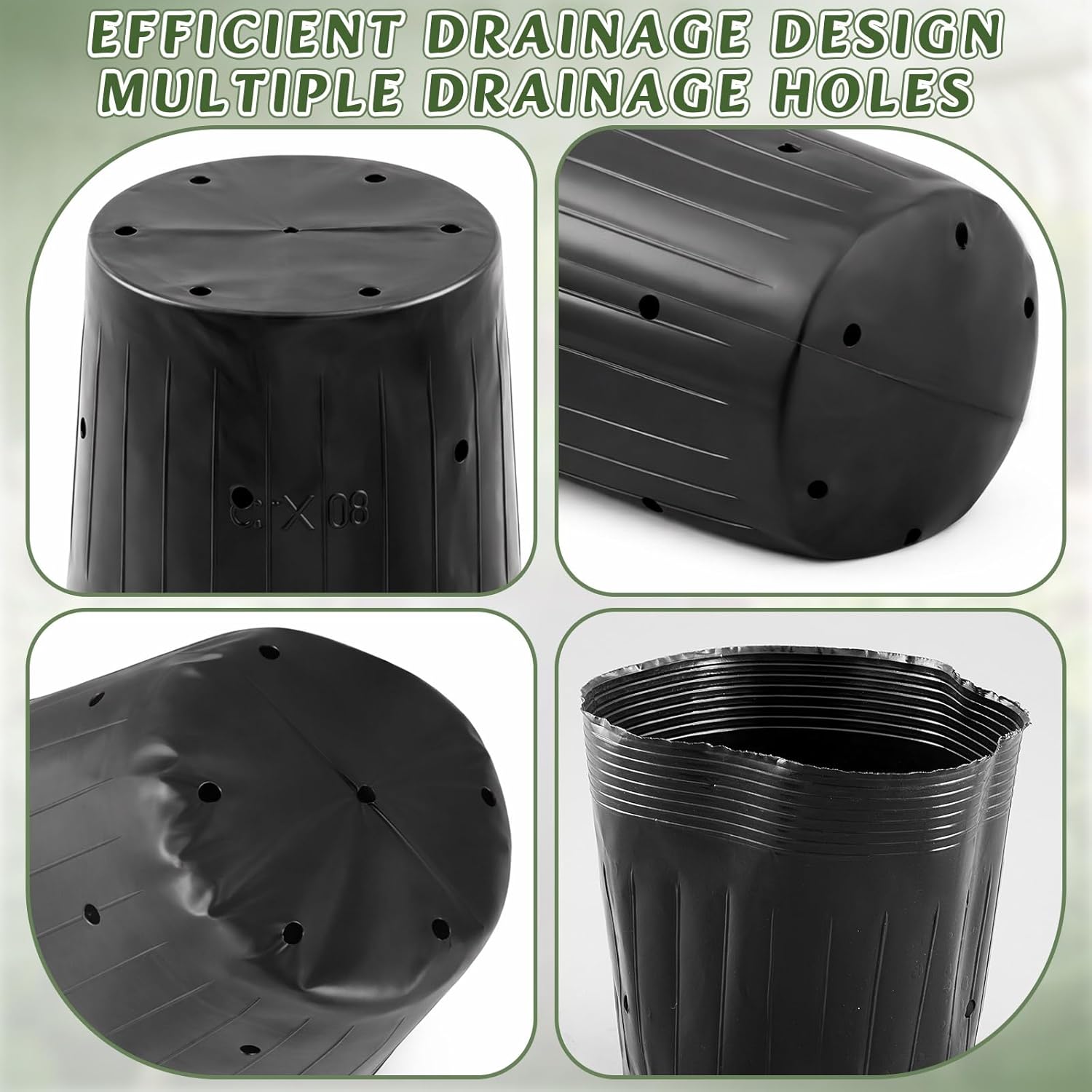 10 Pcs 10 Gallon Pots for Plants 15.75 Inch Soft Plastic Large Nursery Pots with Drainage Holes Planter Flower Herb for Indoor Outdoor Garden Grow Vegetable Plants, Gardening Gift for Grower