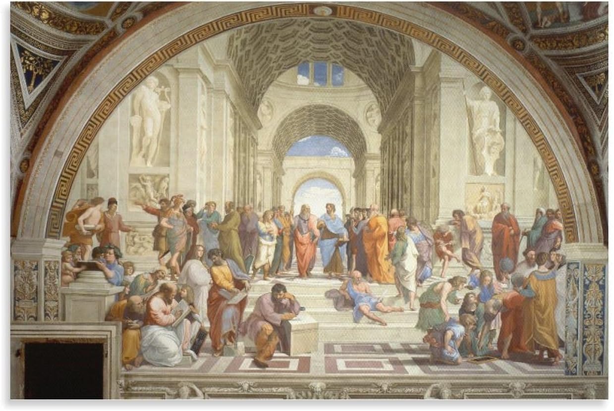 Raphael The School of Athens Room Aesthetic Poster Print Art Wall Painting Canvas Posters Gifts Modern Bedroom Decor 12x18inch(30x45cm)