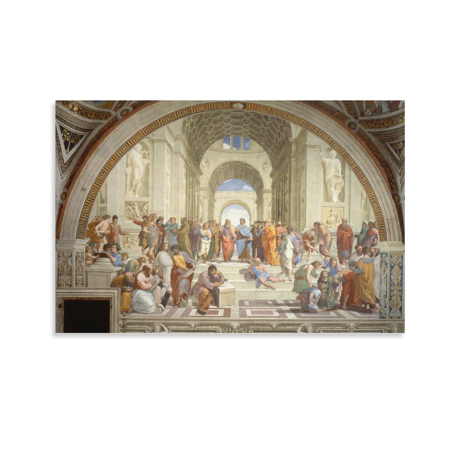 Raphael The School of Athens Room Aesthetic Poster Print Art Wall Painting Canvas Posters Gifts Modern Bedroom Decor 12x18inch(30x45cm)