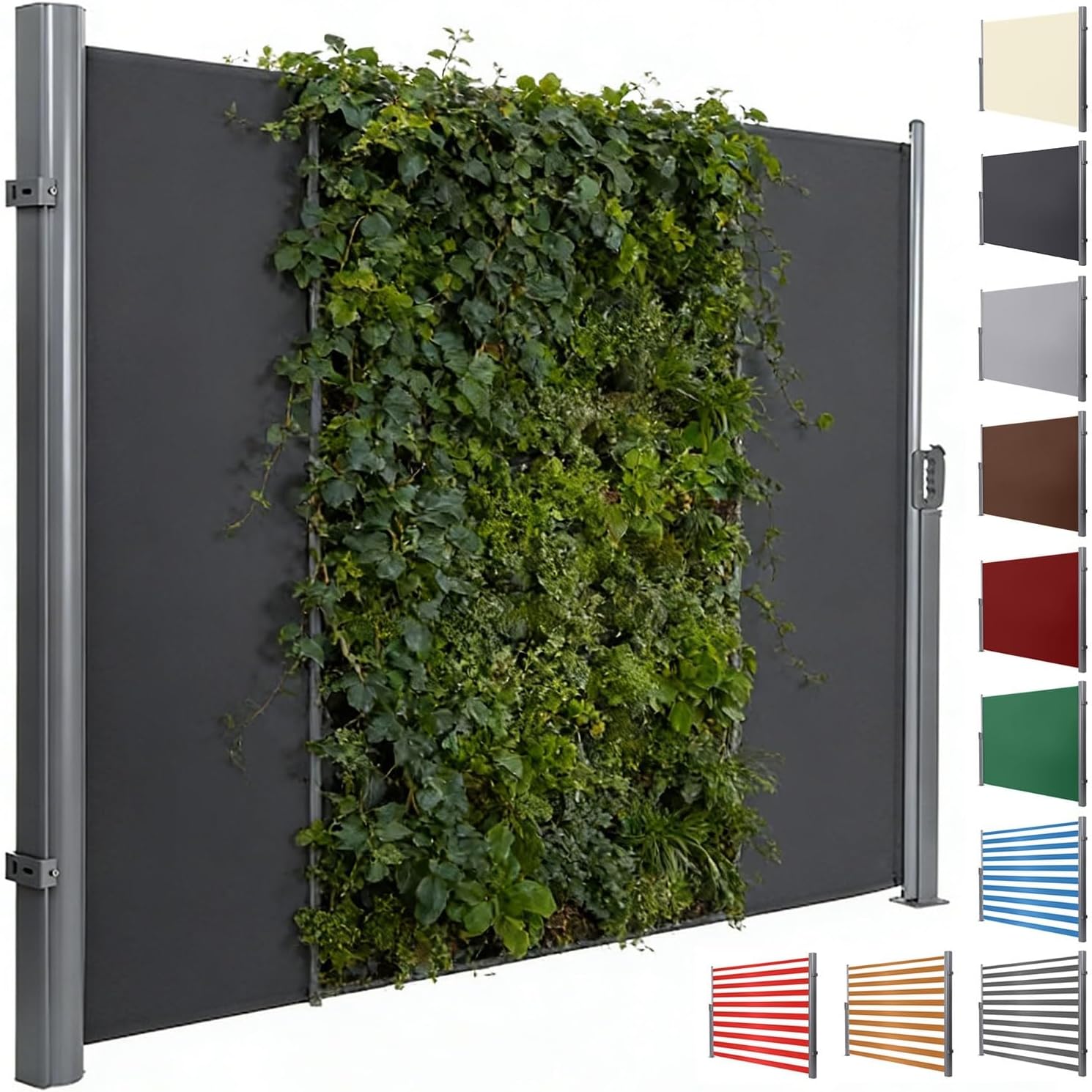 Retractable Side Awning,Patio Privacy Retractable Side Screen,UV Resistant,Waterproof,Outdoor Shade Divider for Garden,Balcony,Courtyard,Commercial Use(Brown,79''X118''(200x300cm))