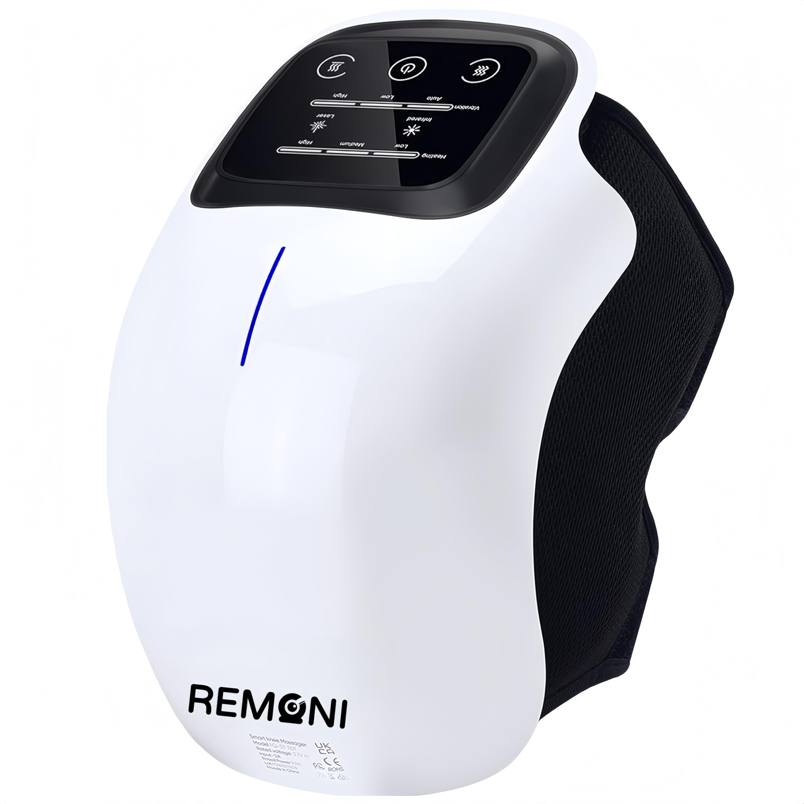 Knie Massagegerät mit Infrarot & Wärme, Kabelloses Vibrationsgerät für Kniegelenke, 3 Wärmestufen & Rotlicht, Kniebandage für Entspannung & Regeneration, Timer & Touchscreen, 700g (Grau)