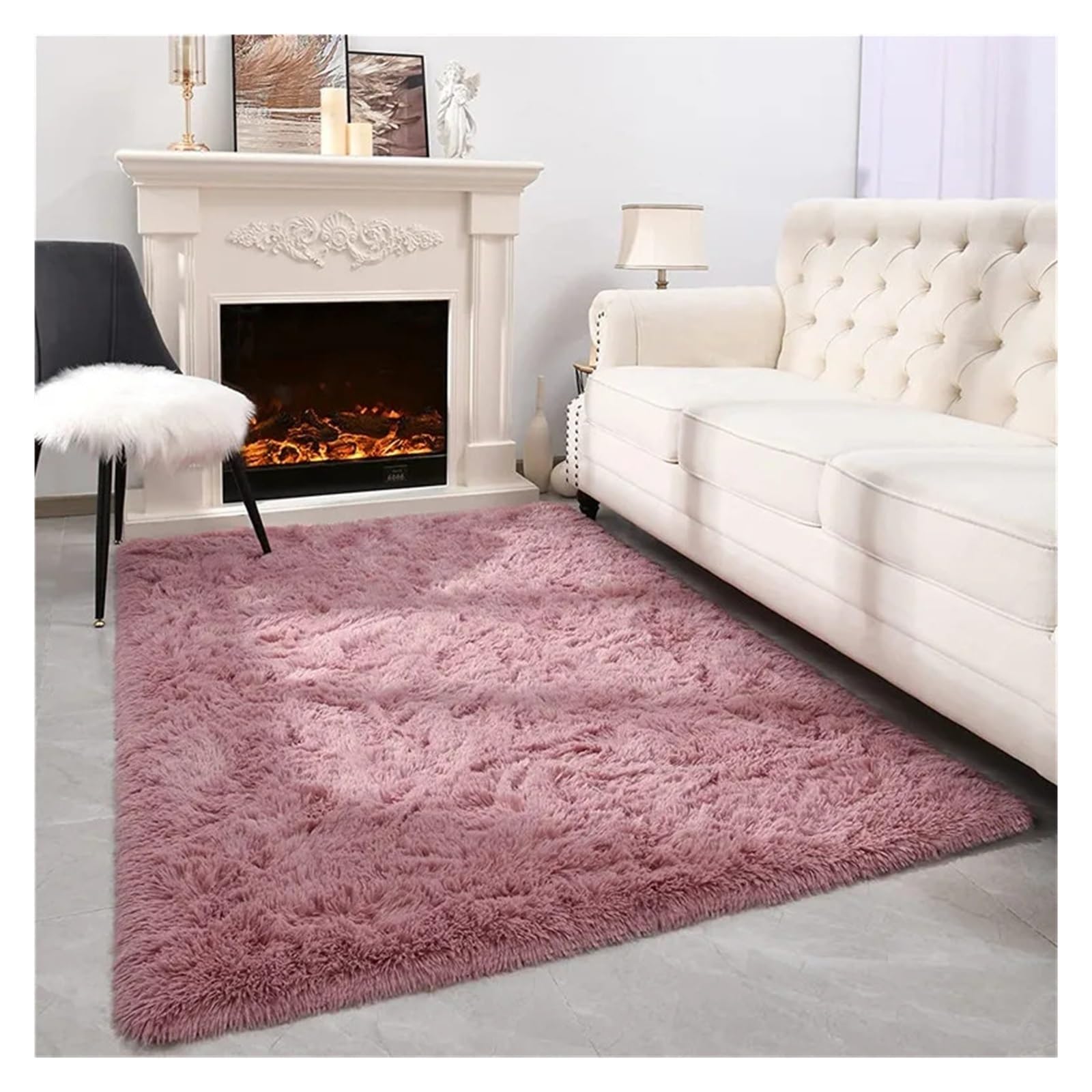 Tapis pelucheux antidérapant en velours doux haute densité