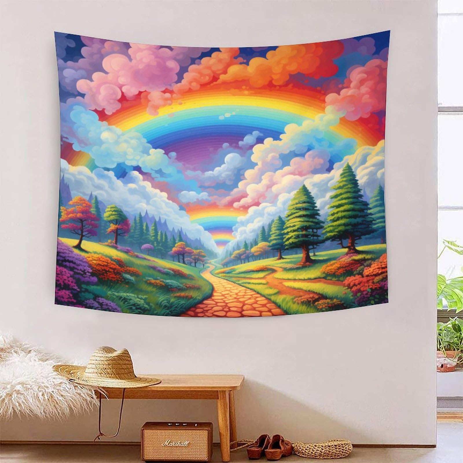 HLXZMCVBT 3D Rainbow Print Wall Blanket Home Decoration Bedding Poster Wall Art Tapestry Tapestry Wall Hanging Soft Polyester for Living Room Bedroom Dorm Deco 70cmx100cm
